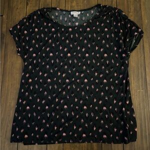 Elegant Black and Pink Women's Short Sleeve Top